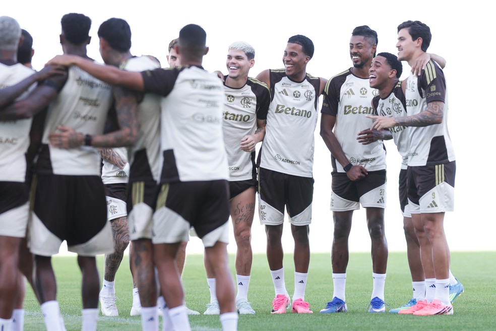 Jogadores do Flamengo durante treino — Foto: Gilvan de Souza/Flamengo