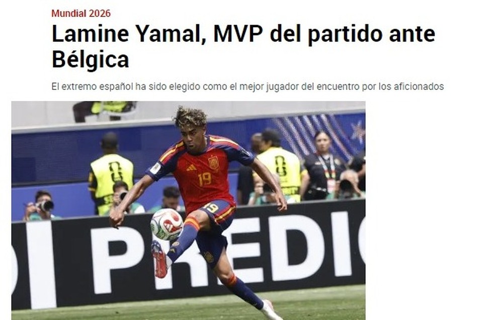 Jornal espanhol destaca Yamal como melhord do jogo