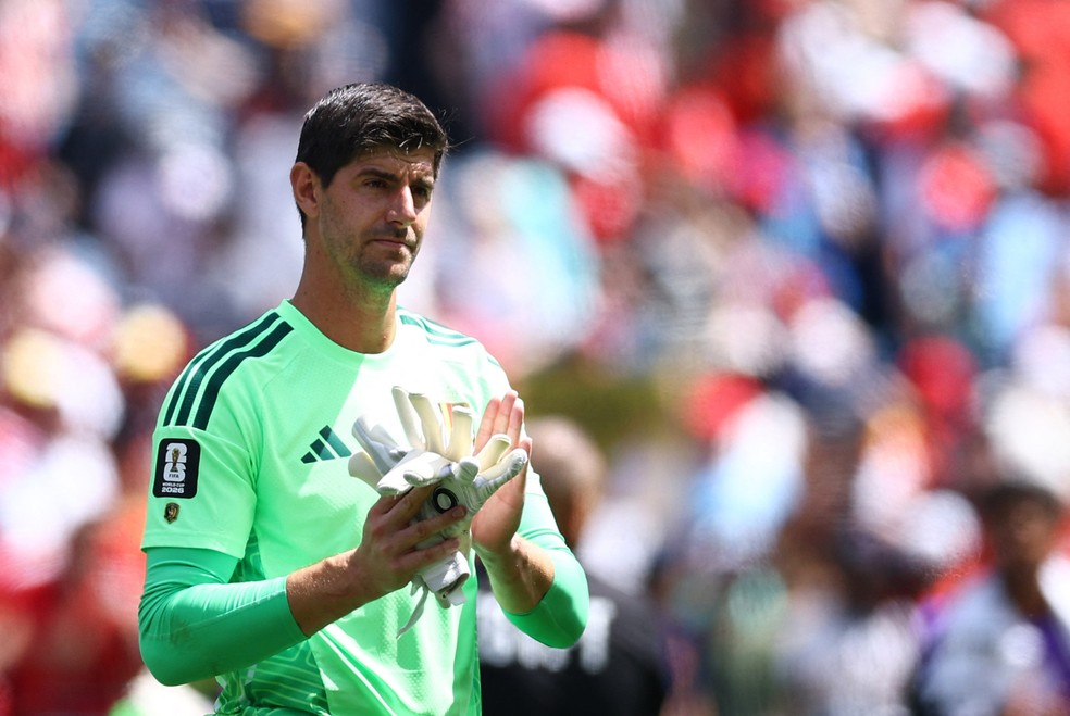Thibaut Courtois, goleiro do Real Madrid, no empate da Bélgica com o Egito na Copa do Mundo — Foto: REUTERS/Agustin Marcarian