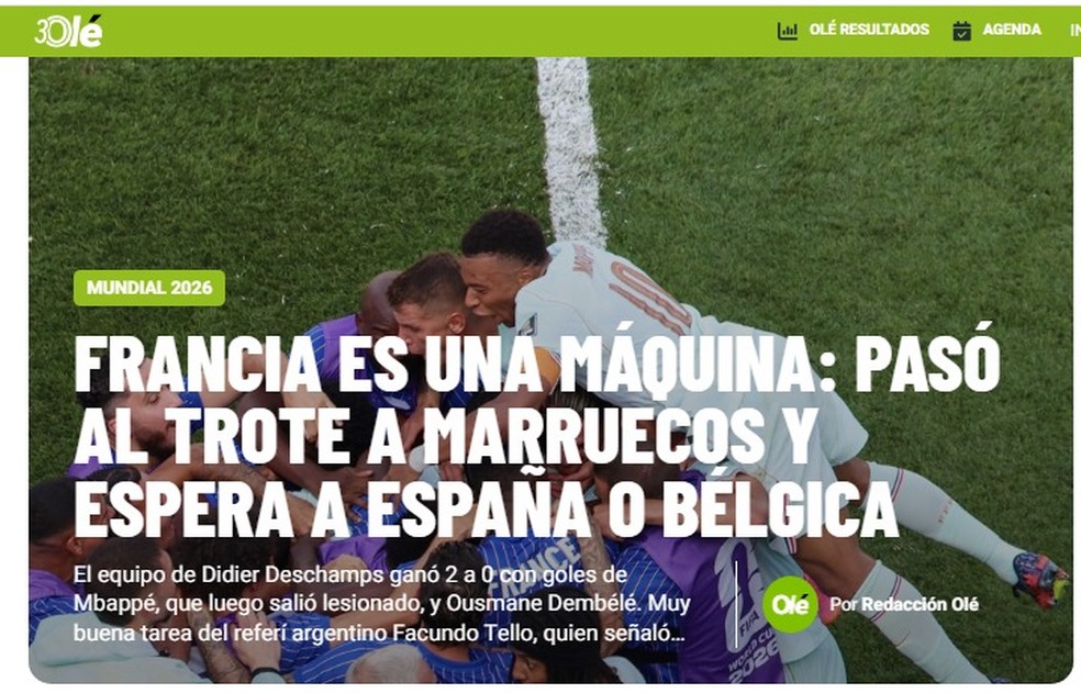 Olé (Argentina) — Foto: Reprodução