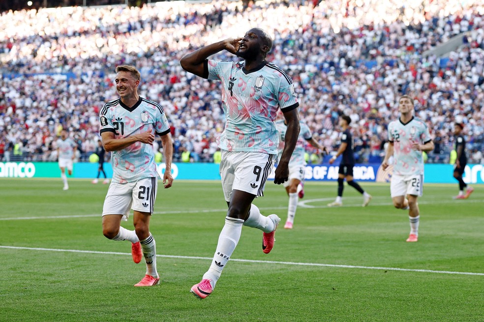 Lukaku comemora gol da Bélgica contra os Estados Unidos — Foto: Lee Smith/Reuters