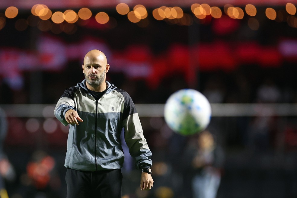 Franclim Carvalho, técnico do Botafogo, em jogo contra o São Paulo — Foto: Vitor Silva/Botafogo