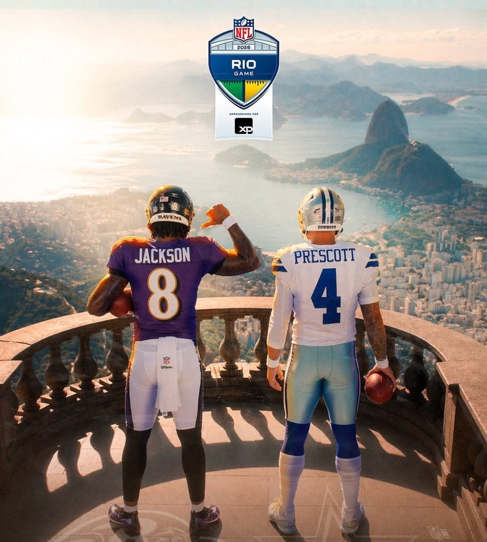 Quarterbacks Lamar Jackson e Dak Prescott liderarão Ravens e Cowbous no NFL Rio Game — Foto: Divulgação/NFL